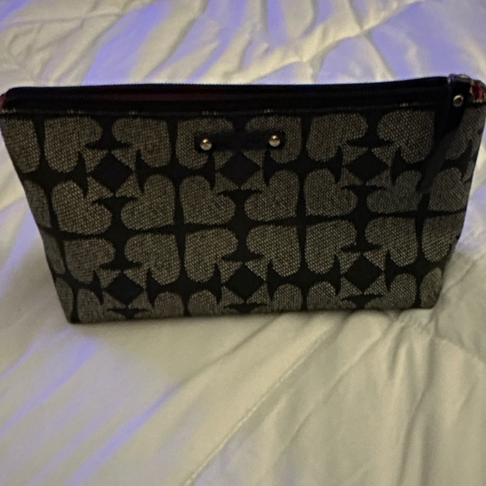 Kate Spade Black and Grey Spade Cosmetic Bag